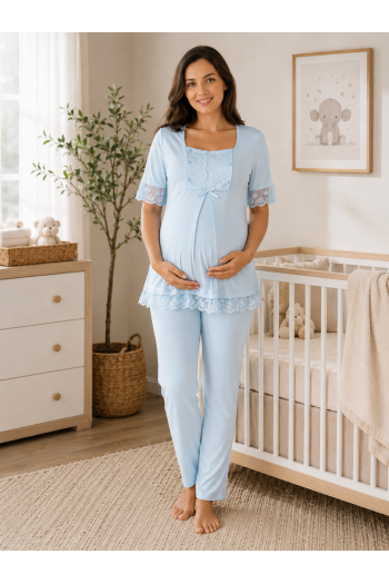 Effortt 6032 Mavi Lohusa Pijama Takımı Effortt 6032 Mavi Lohusa Pijama Takımı